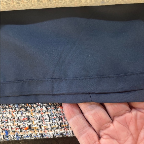 LOFT  Career Skirt  Size 6 Navy Peach  Tweed  Front Pockets  Lined Above Knee - Picture 8 of 9